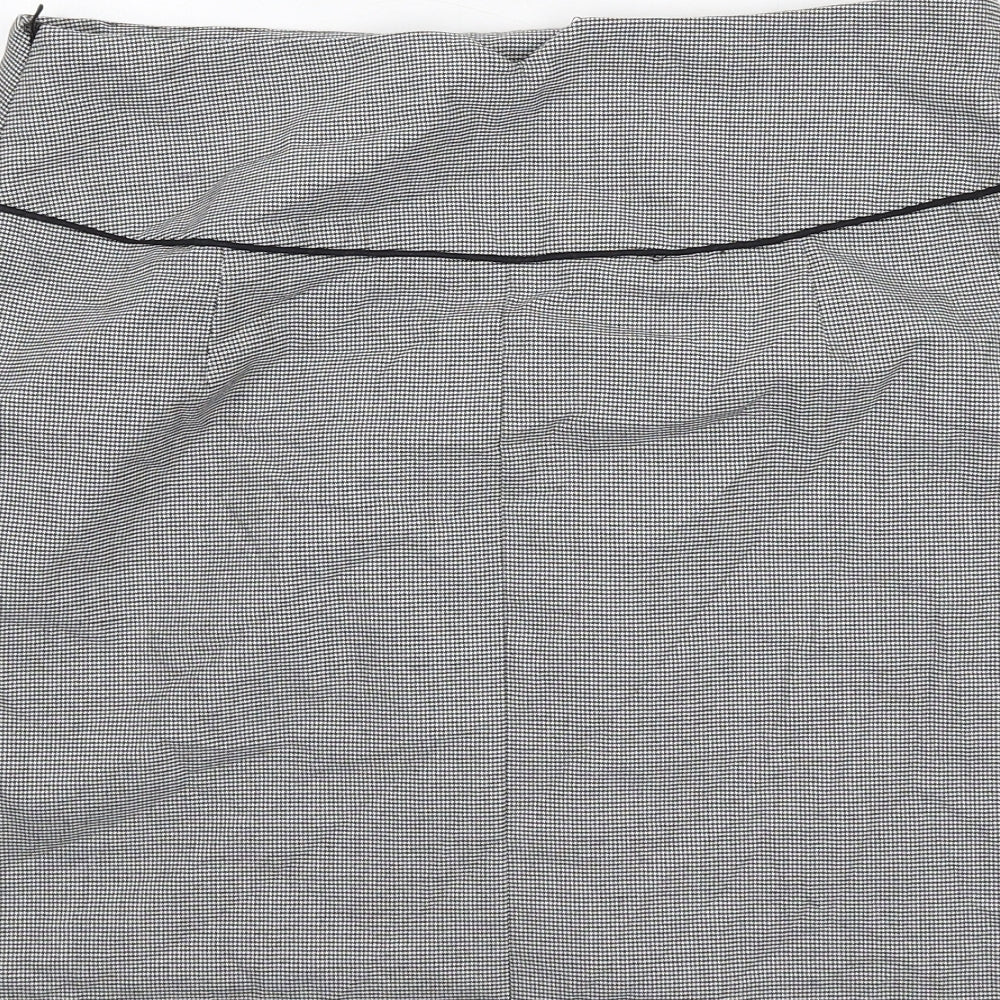Dorothy Perkins Womens Grey Geometric Polyester A-Line Skirt Size 12 Zip