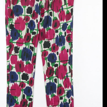 Womens UK Size S Zara Regular Fit Carrot Multicoloured Trousers