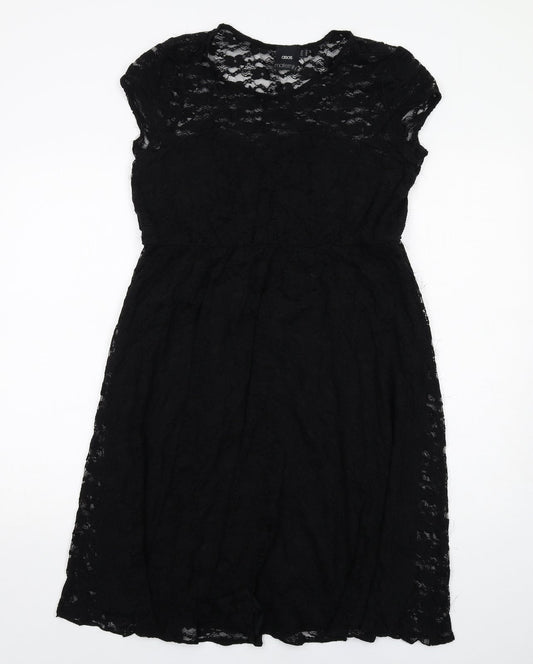 ASOS Womens Black Floral Nylon Shift Size 14 Round Neck Pullover