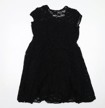 ASOS Womens Black Floral Nylon Shift Size 14 Round Neck Pullover