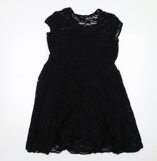 ASOS Womens Black Floral Nylon Shift Size 14 Round Neck Pullover