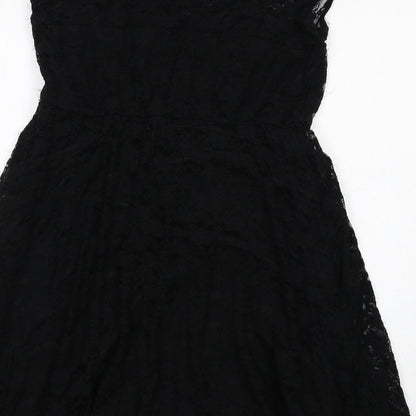 ASOS Womens Black Floral Nylon Shift Size 14 Round Neck Pullover
