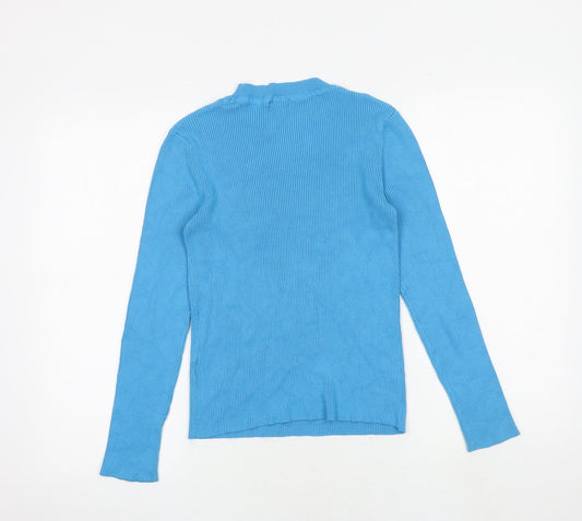 Boohoo Womens Blue Round Neck Viscose Pullover Jumper Size S