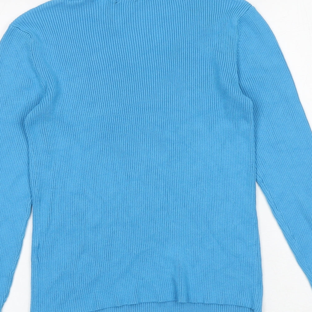 Boohoo Womens Blue Round Neck Viscose Pullover Jumper Size S