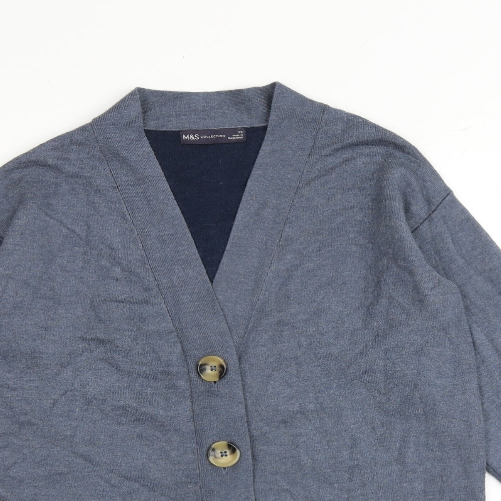 Womens UK Size XS Marks and Spencer Blue Cardigan Jumper