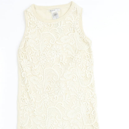 Mango Womens Beige Floral 100% Cotton Shift Size S Round Neck Pullover
