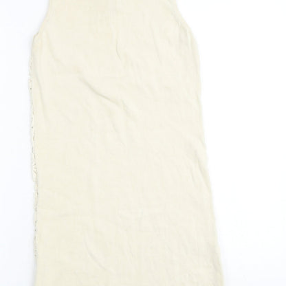 Mango Womens Beige Floral 100% Cotton Shift Size S Round Neck Pullover