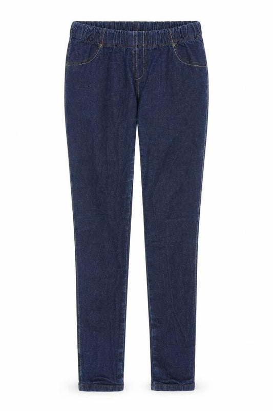 Front view of Denim & Co. women’s blue cotton jegging jeans, size UK 12, regular