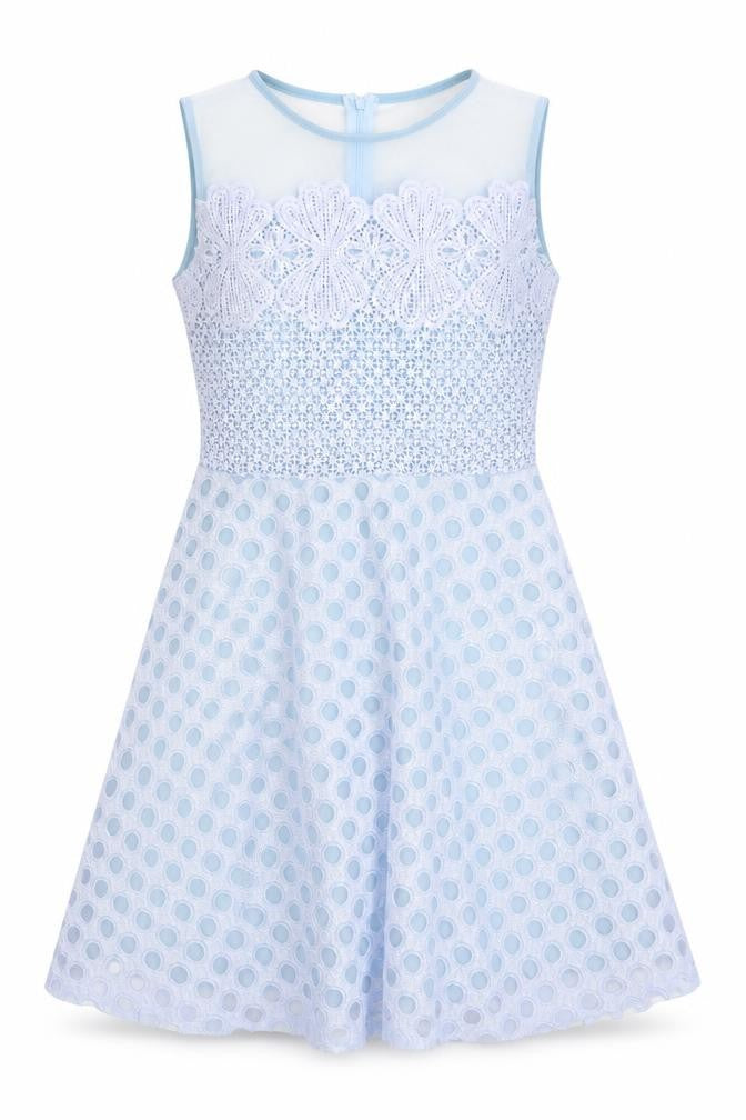 Quiz Womens Blue Geometric Polyester Fit & Flare Size 10 Round Neck Button