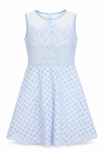 Quiz Womens Blue Geometric Polyester Fit & Flare Size 10 Round Neck Button