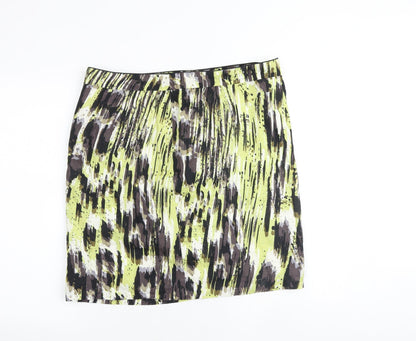 Marks and Spencer Womens Multicoloured Geometric Cotton A-Line Skirt Size 16 Zip