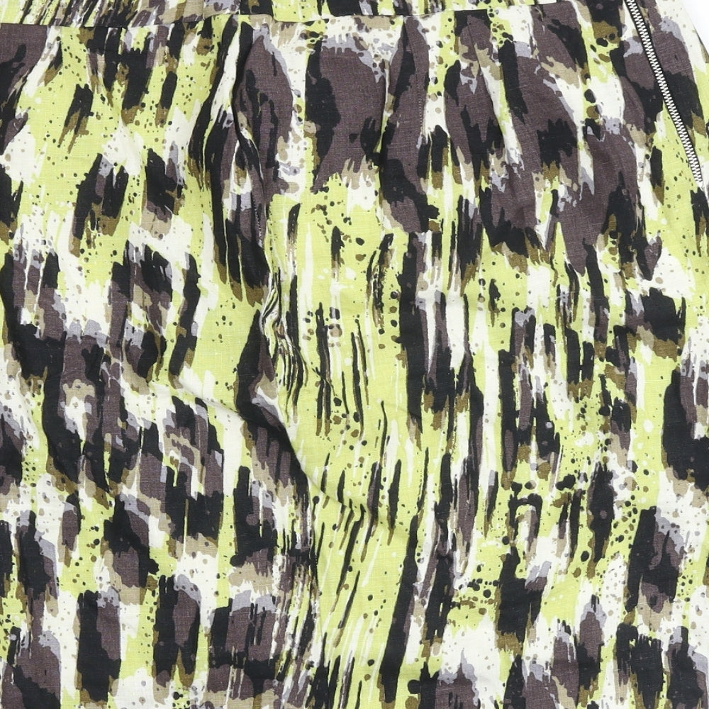 Marks and Spencer Womens Multicoloured Geometric Cotton A-Line Skirt Size 16 Zip