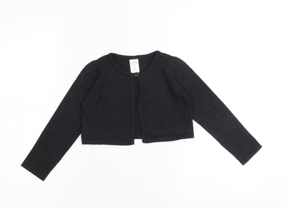 Gymboree Girls Black Round Neck Cotton Cardigan Jumper Size 4 Years Button