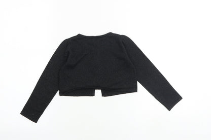 Gymboree Girls Black Round Neck Cotton Cardigan Jumper Size 4 Years Button