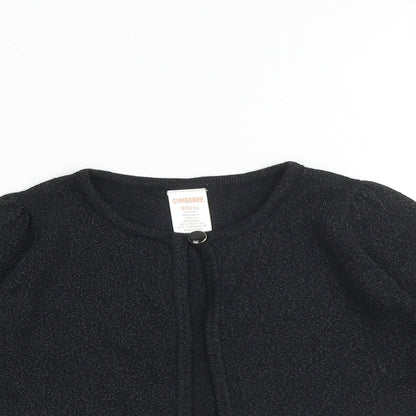 Gymboree Girls Black Round Neck Cotton Cardigan Jumper Size 4 Years Button