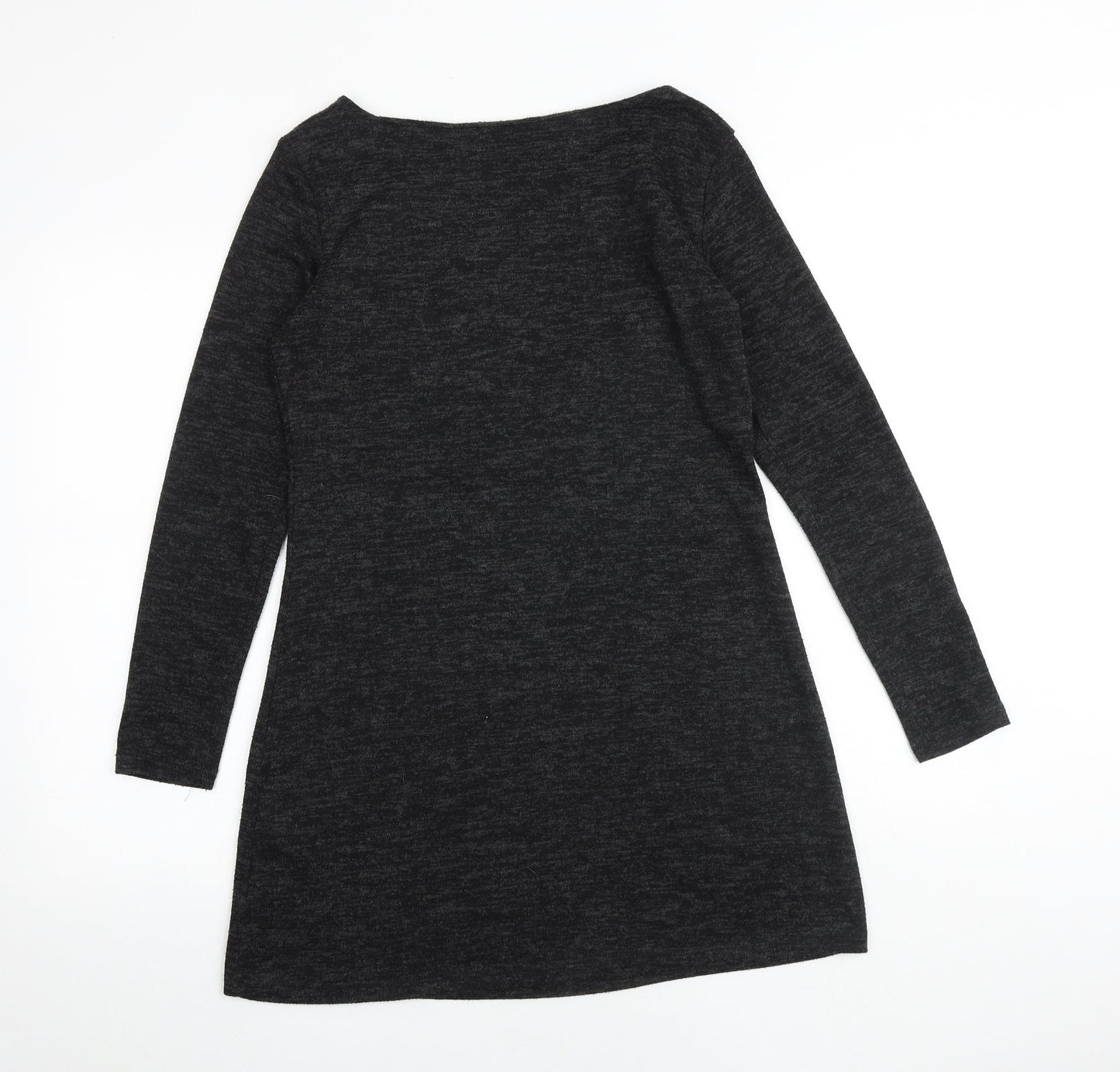 Lily Originals Womens Grey Viscose Jumper Dress Size 12 Boat Neck Pullover