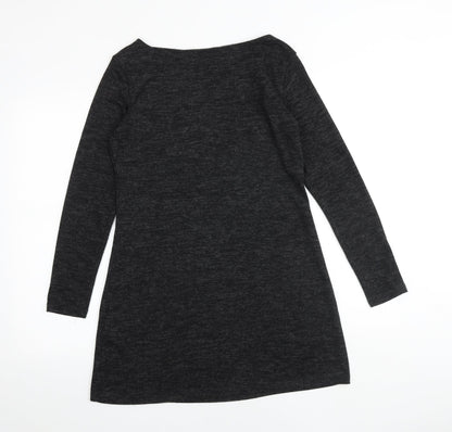 Lily Originals Womens Grey Viscose Jumper Dress Size 12 Boat Neck Pullover