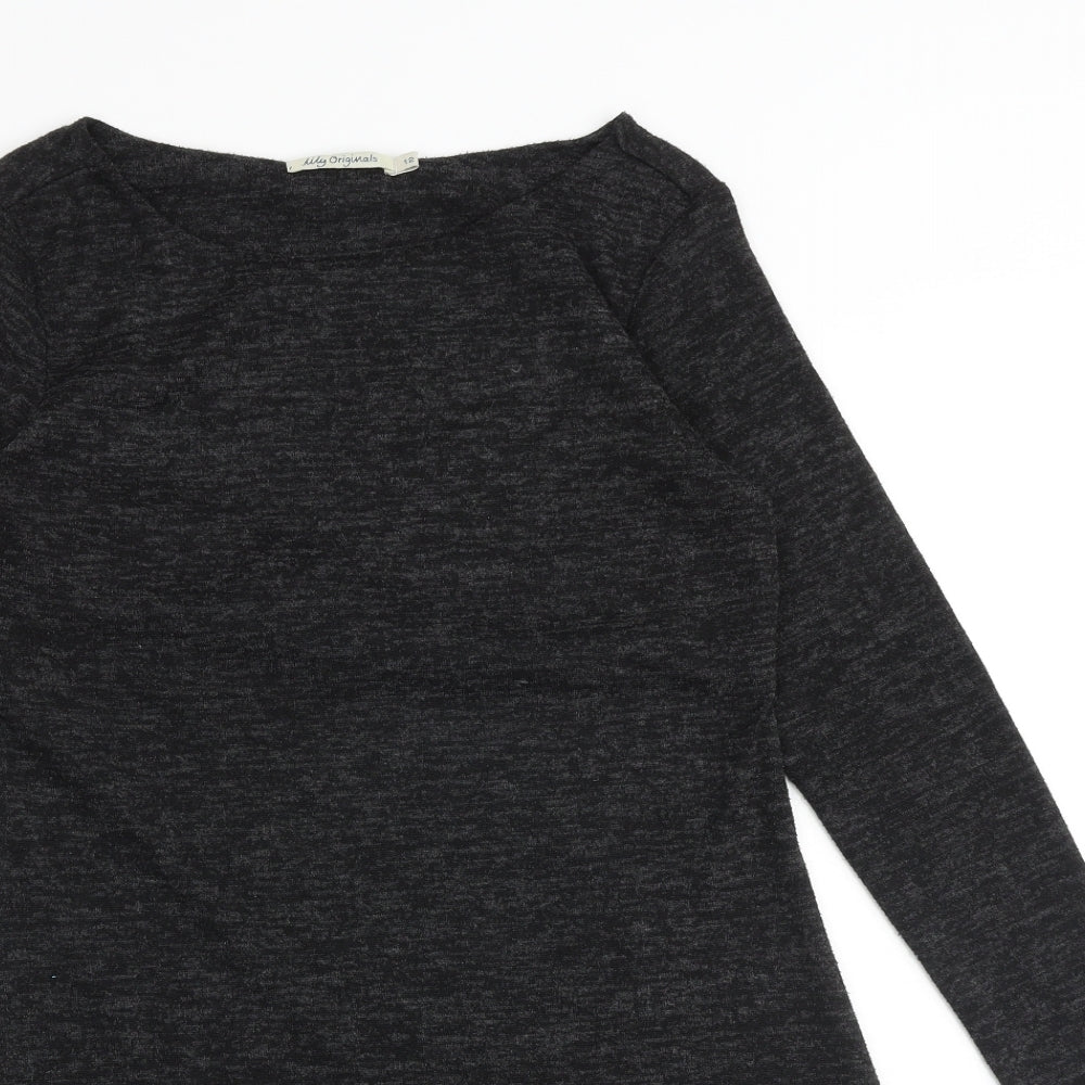 Lily Originals Womens Grey Viscose Jumper Dress Size 12 Boat Neck Pullover