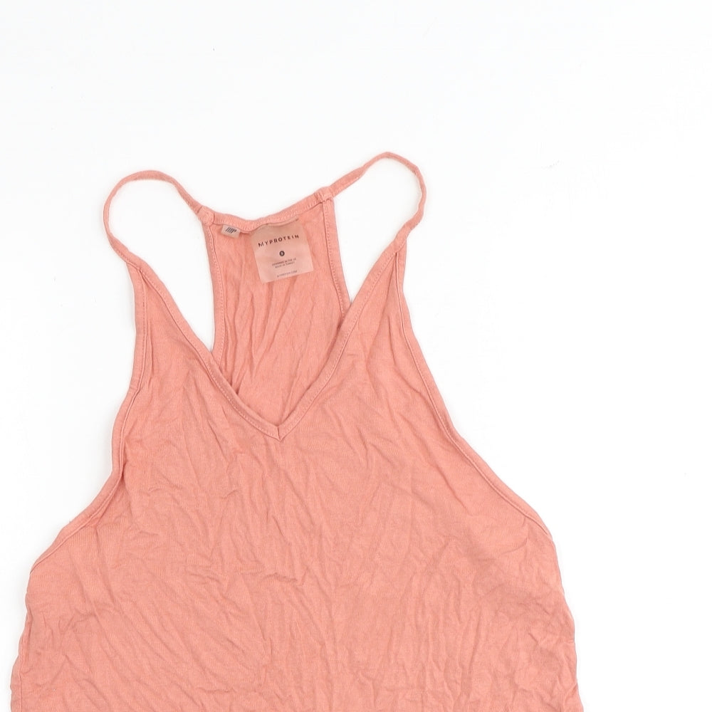 Myprotein Womens Pink Polyester Basic Tank Size S V-Neck Pullover