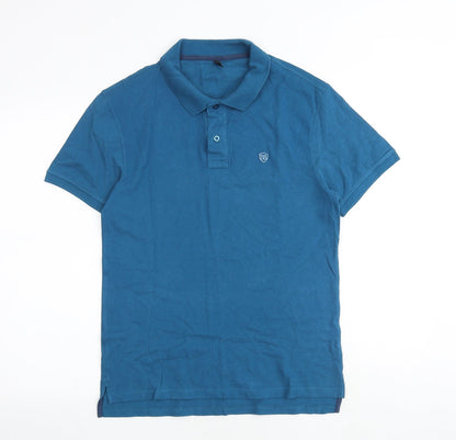 Body Soul Mens Blue Cotton Polo Size M Collared Button