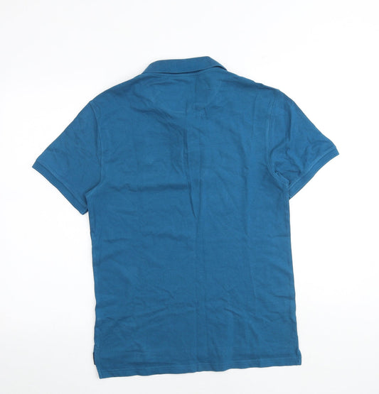 Body Soul Mens Blue Cotton Polo Size M Collared Button