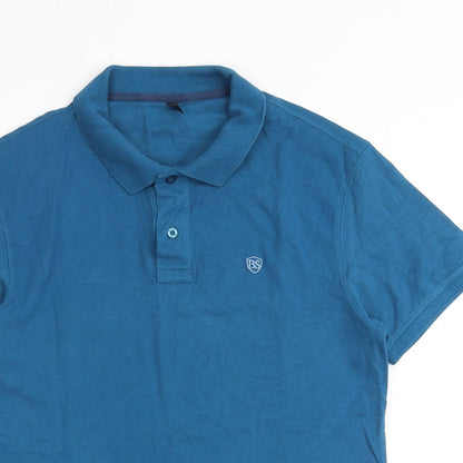 Body Soul Mens Blue Cotton Polo Size M Collared Button