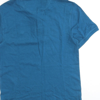 Body Soul Mens Blue Cotton Polo Size M Collared Button