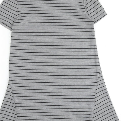Zara Womens Grey Striped Polyester T-Shirt Dress Size S Round Neck Pullover