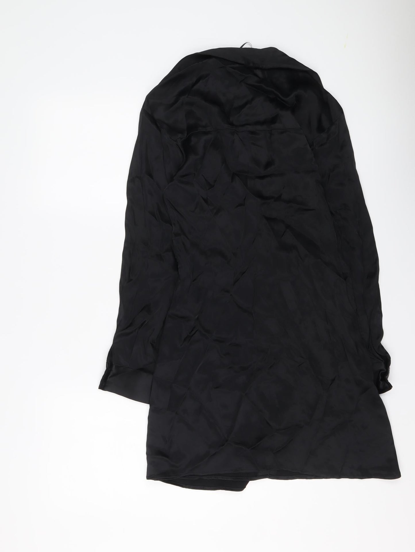 Zara Womens Black Viscose Shirt Dress Size S Collared Button