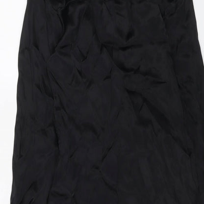 Zara Womens Black Viscose Shirt Dress Size S Collared Button