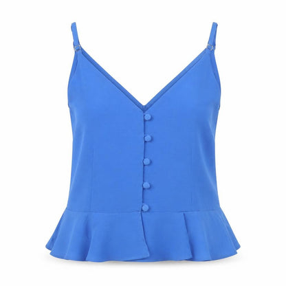 River Island Womens Blue Polyester Basic Tank Size 8 V-Neck