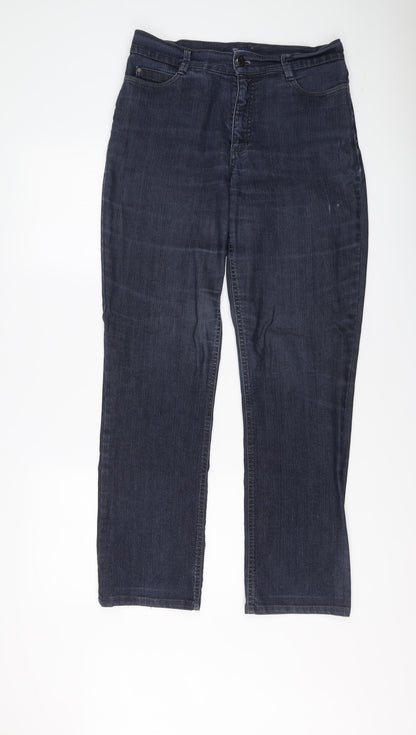 GARDEUR Womens Blue Cotton Straight Jeans Size 10 L30 in Regular Button