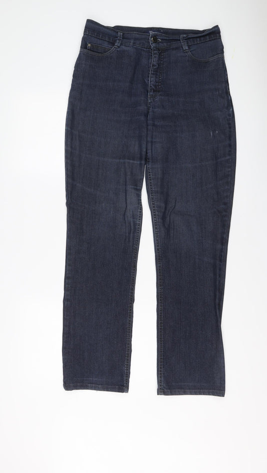 GARDEUR Womens Blue Cotton Straight Jeans Size 10 L30 in Regular Button