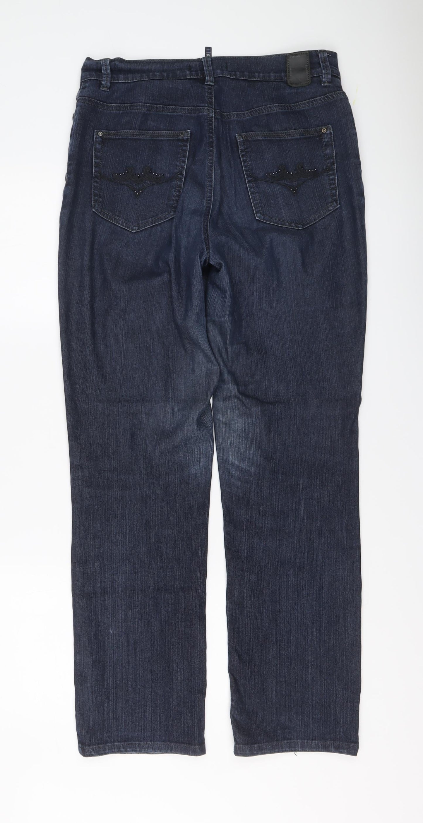 GARDEUR Womens Blue Cotton Straight Jeans Size 10 L30 in Regular Button