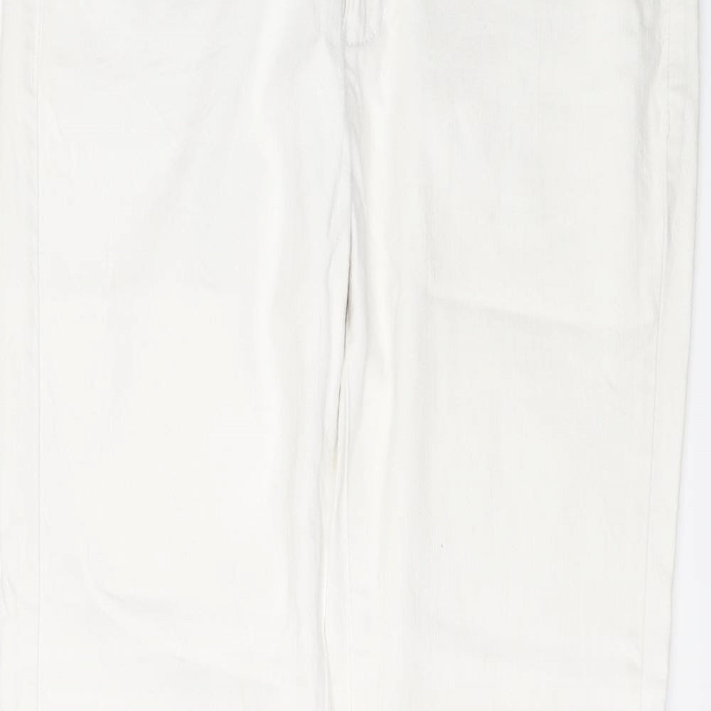 Indigo Womens White Cotton Straight Jeans Size 12 L27 in Regular Button