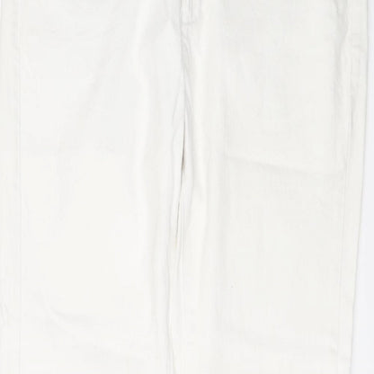 Indigo Womens White Cotton Straight Jeans Size 12 L27 in Regular Button
