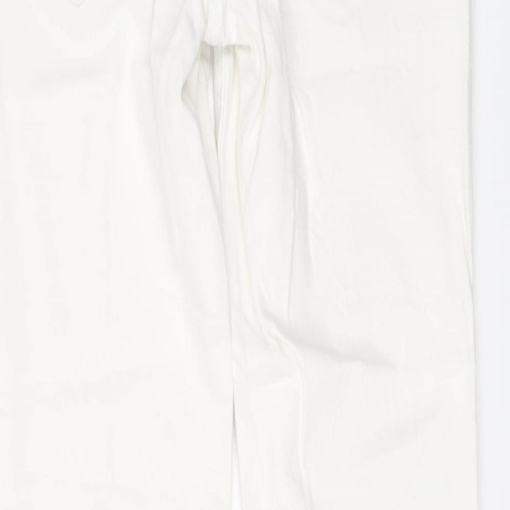 Indigo Womens White Cotton Straight Jeans Size 12 L27 in Regular Button