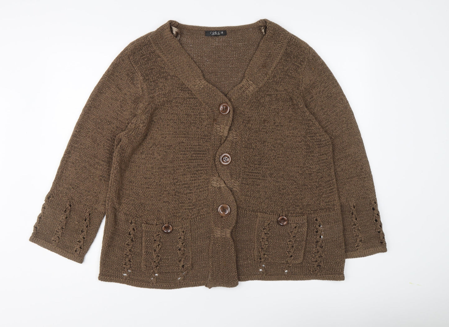 Womens UK Size 2XL Touch Brown Cardigan Jumper