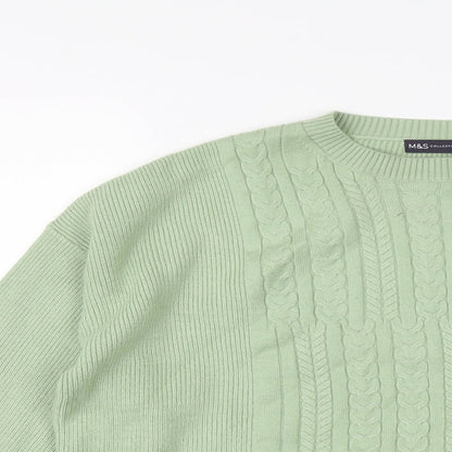 Marks and Spencer Womens Green Round Neck Viscose Pullover Jumper Size L