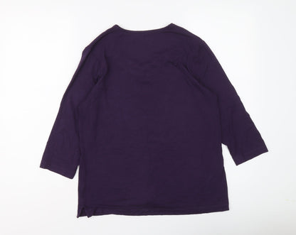TIGI Womens Purple Viscose Basic Blouse Size 10 Round Neck
