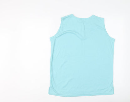 Bonmarché Womens Blue Polyester Basic T-Shirt Size M Henley - Floral Detail