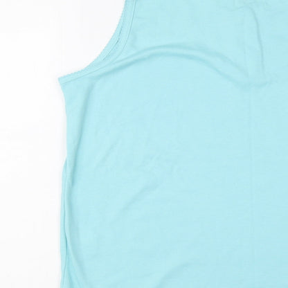 Bonmarché Womens Blue Polyester Basic T-Shirt Size M Henley - Floral Detail