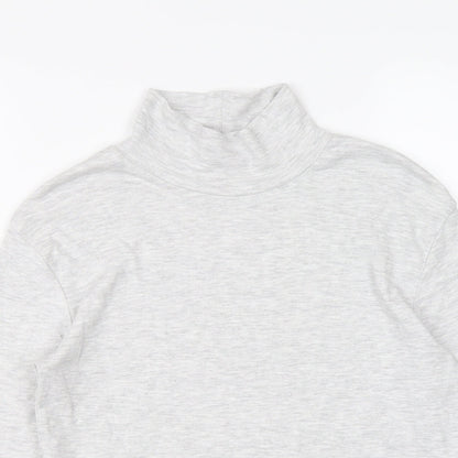 Marks and Spencer Girls Grey Cotton Basic T-Shirt Size 9-10 Years Mock Neck Pullover