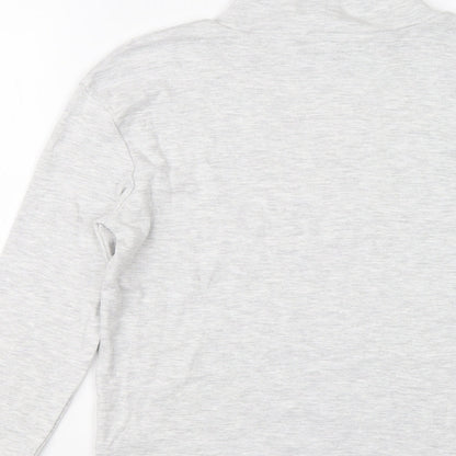 Marks and Spencer Girls Grey Cotton Basic T-Shirt Size 9-10 Years Mock Neck Pullover