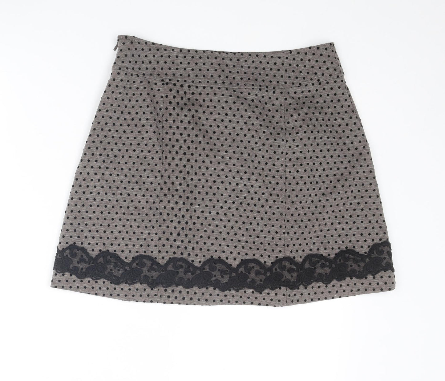 Darling Womens Brown Polka Dot Polyester A-Line Skirt Size S Zip