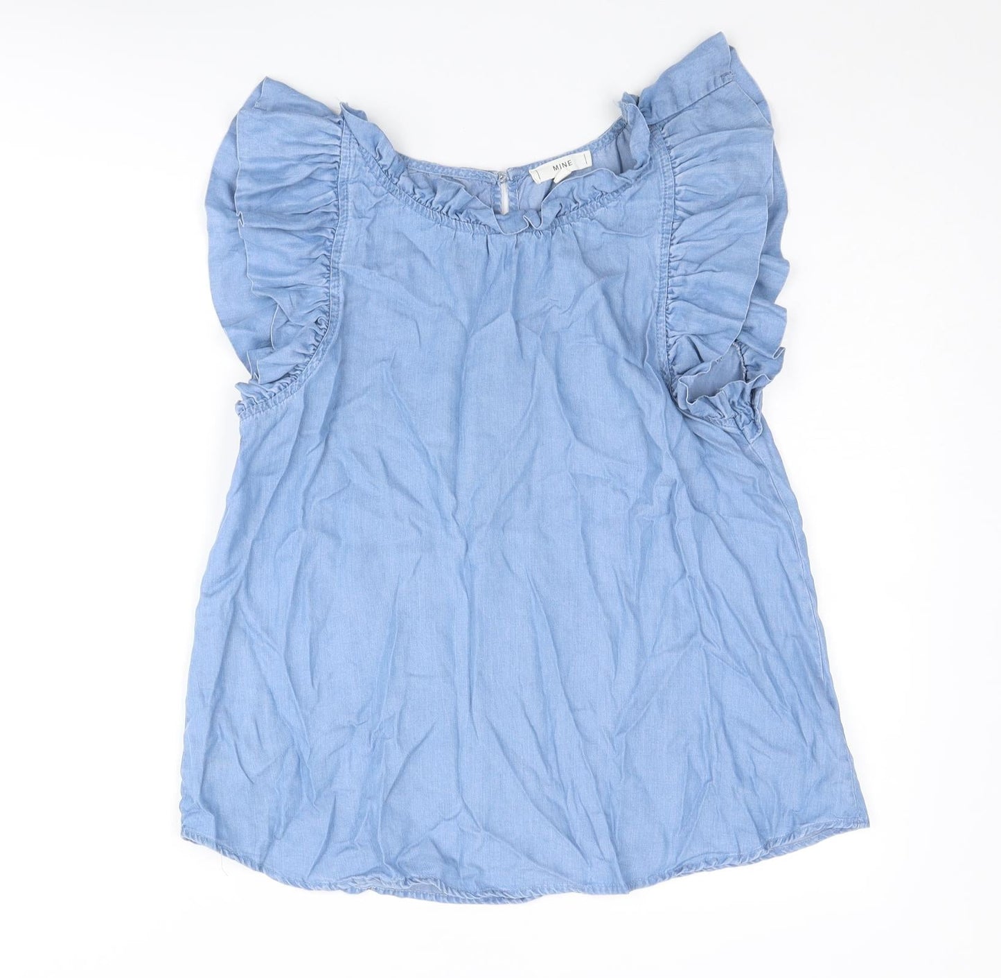 Womens UK Size L MINE Blue Basic T-Shirt