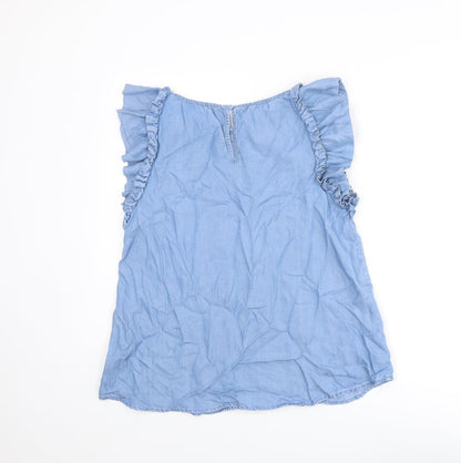 Womens UK Size L MINE Blue Basic T-Shirt