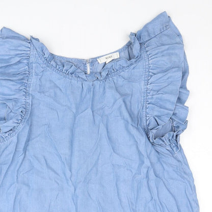 Womens UK Size L MINE Blue Basic T-Shirt