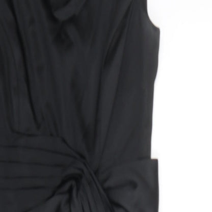 Oasis Womens Black Acetate Shift Size 10 Round Neck Zip