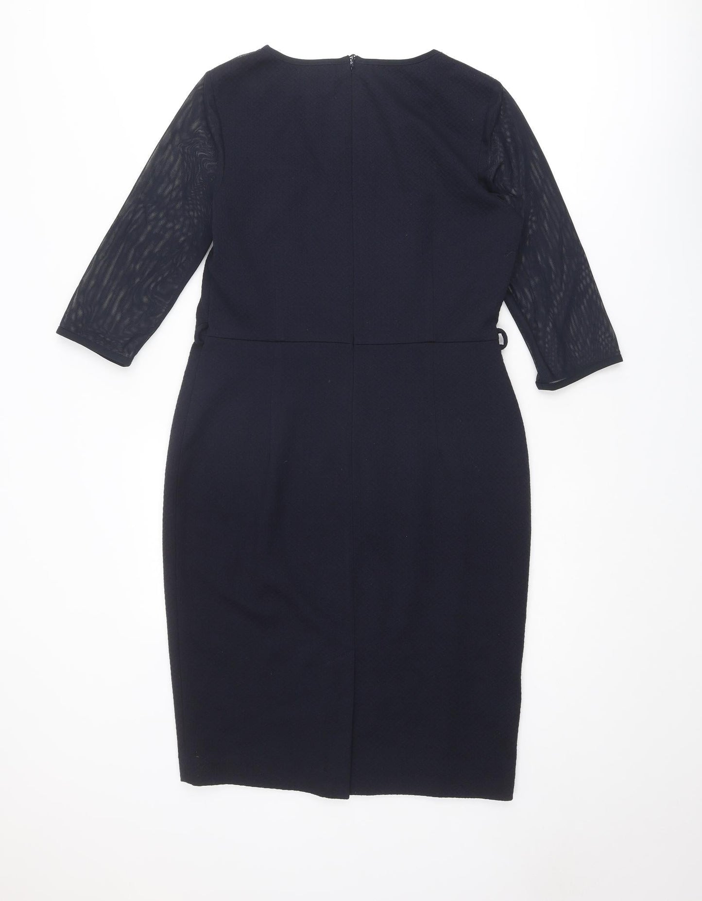 NEXT Womens Blue Polyester Shift Size 12 Round Neck Zip